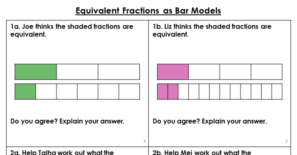 Equivalent Fractions as Bar Models – Reasoning and Problem Solving