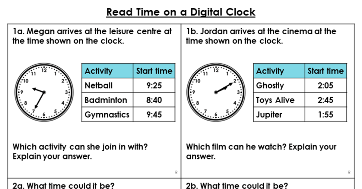 Read Time on a Digital Clock Reasoning and Problem Solving
