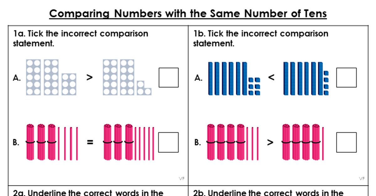 Compare Numbers with the Same Number of Tens Varied Fluency Classroom Secrets Classroom
