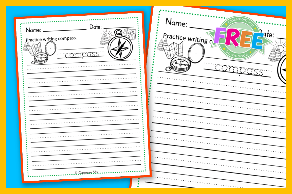 Camping Practice Writing Compass Classroom Star Worksheets