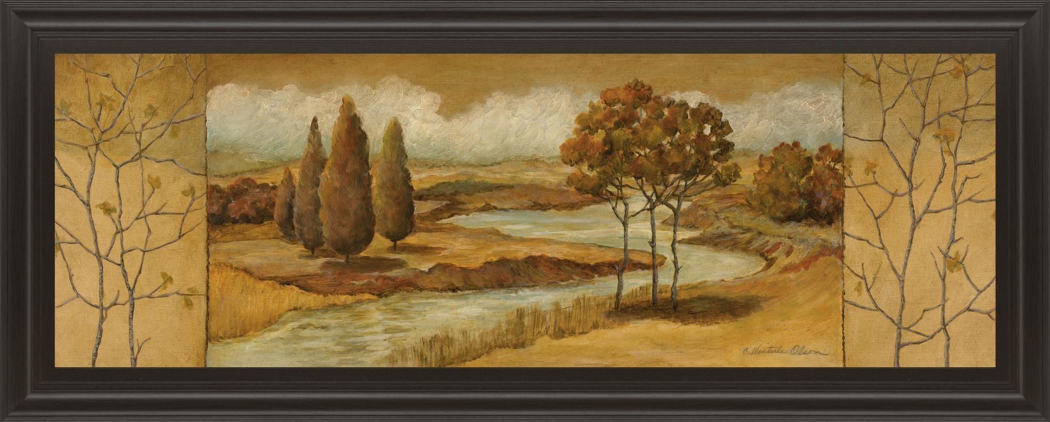 18 in. x 42 in. "River" Scene I" Framed Print Wall Art Classy Art