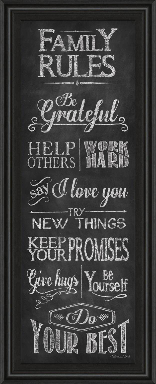 18 in. x 42 in. "Family Rules" By Susan Ball Framed Print Wall Art