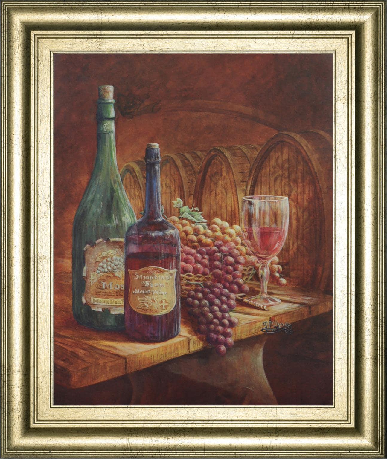 22 in. x 26 in. "Vintage Wine IV" Framed Print Wall Art Classy Art