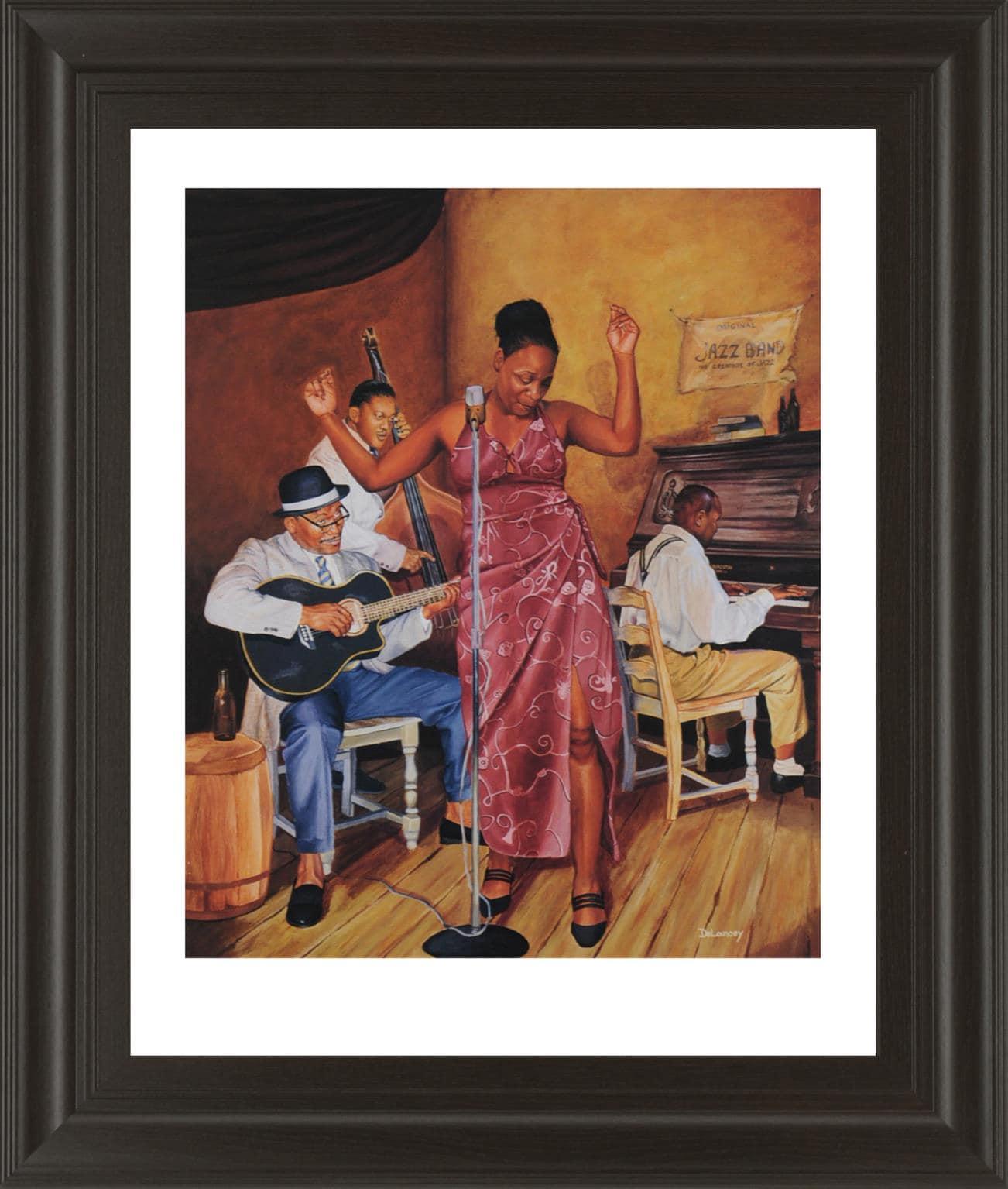 22 in. x 26 in. "Jazz Vocals Framed Print Wall Art Classy Art