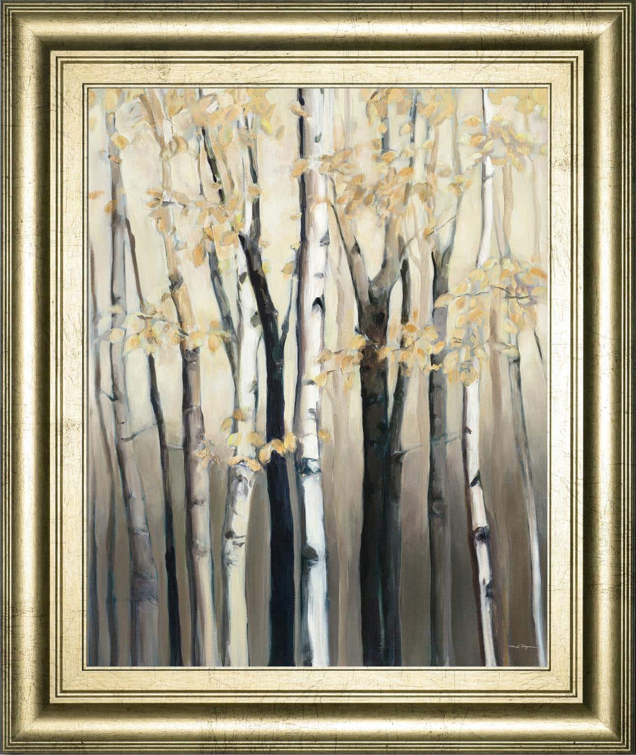 22 in. x 26 in. "Golden Birch I" By Julia Purinton Framed Print Wall