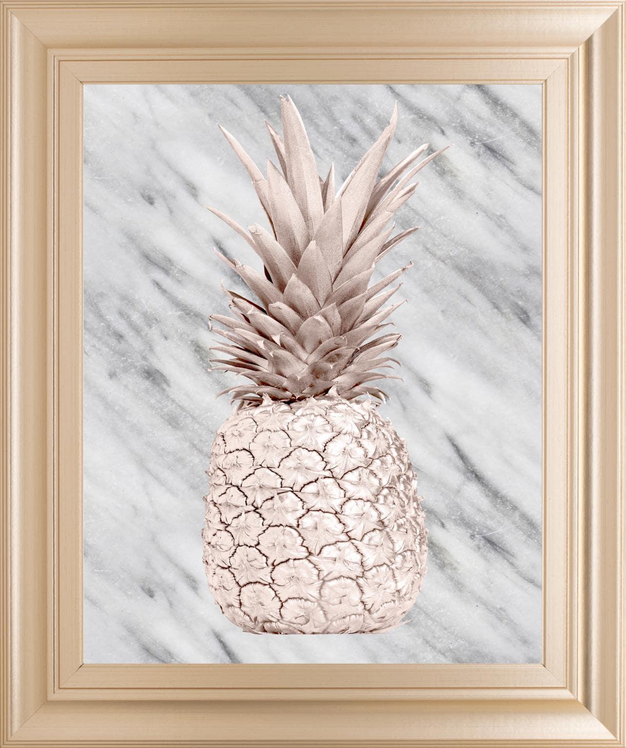 Rose Gold Pineapple on Gray Marble by Nature Magick Classy Art