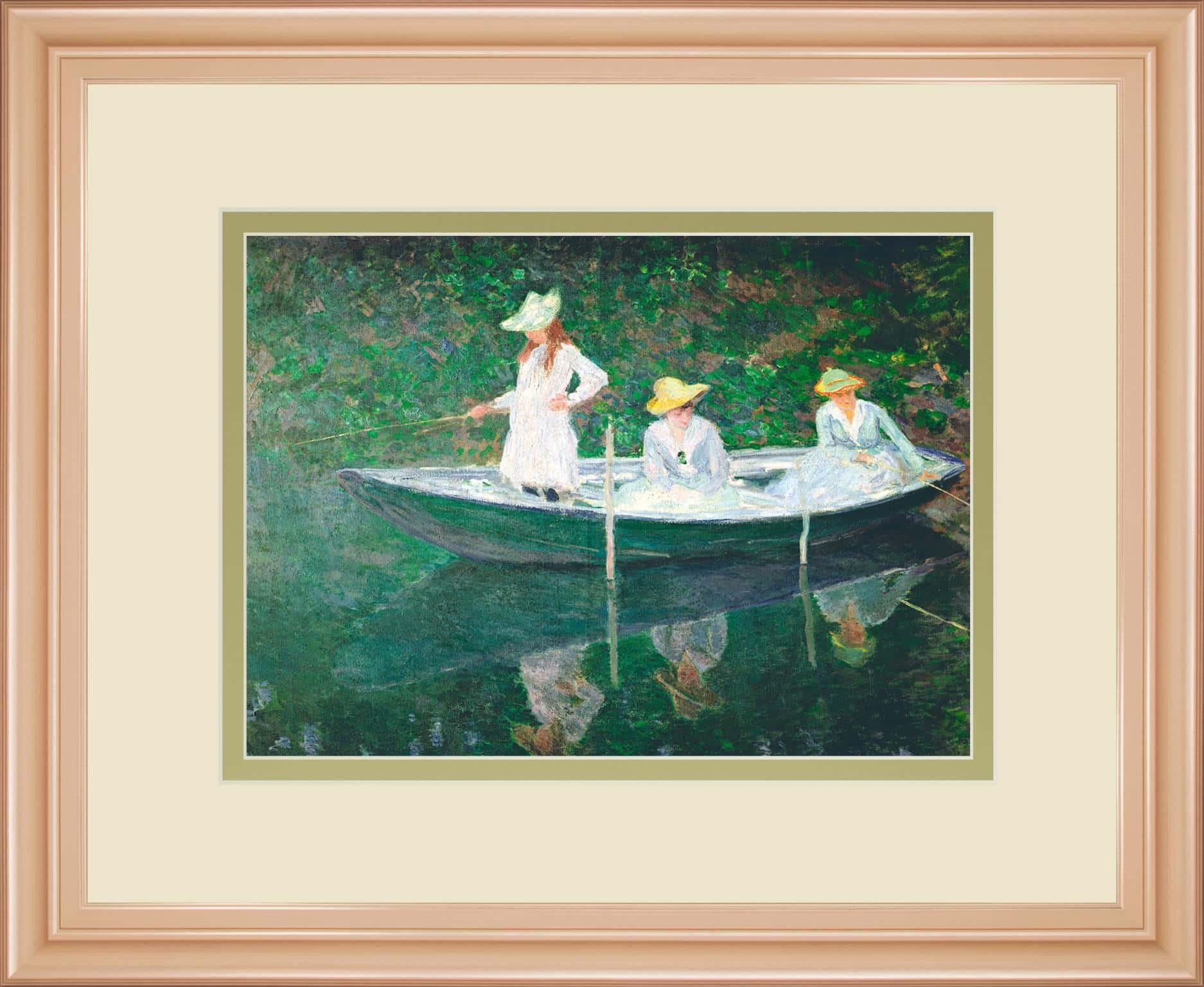 34 in. x 40 in. "The Boat At Giverny" By Claude Framed Print Wall