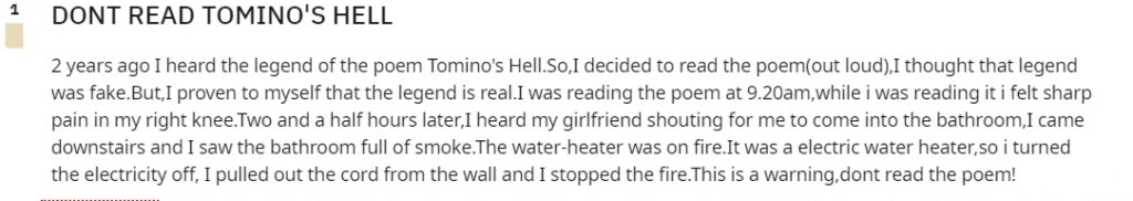 Tomino's Hell Full Poem, Real Experiences [Scary] ClassyWish