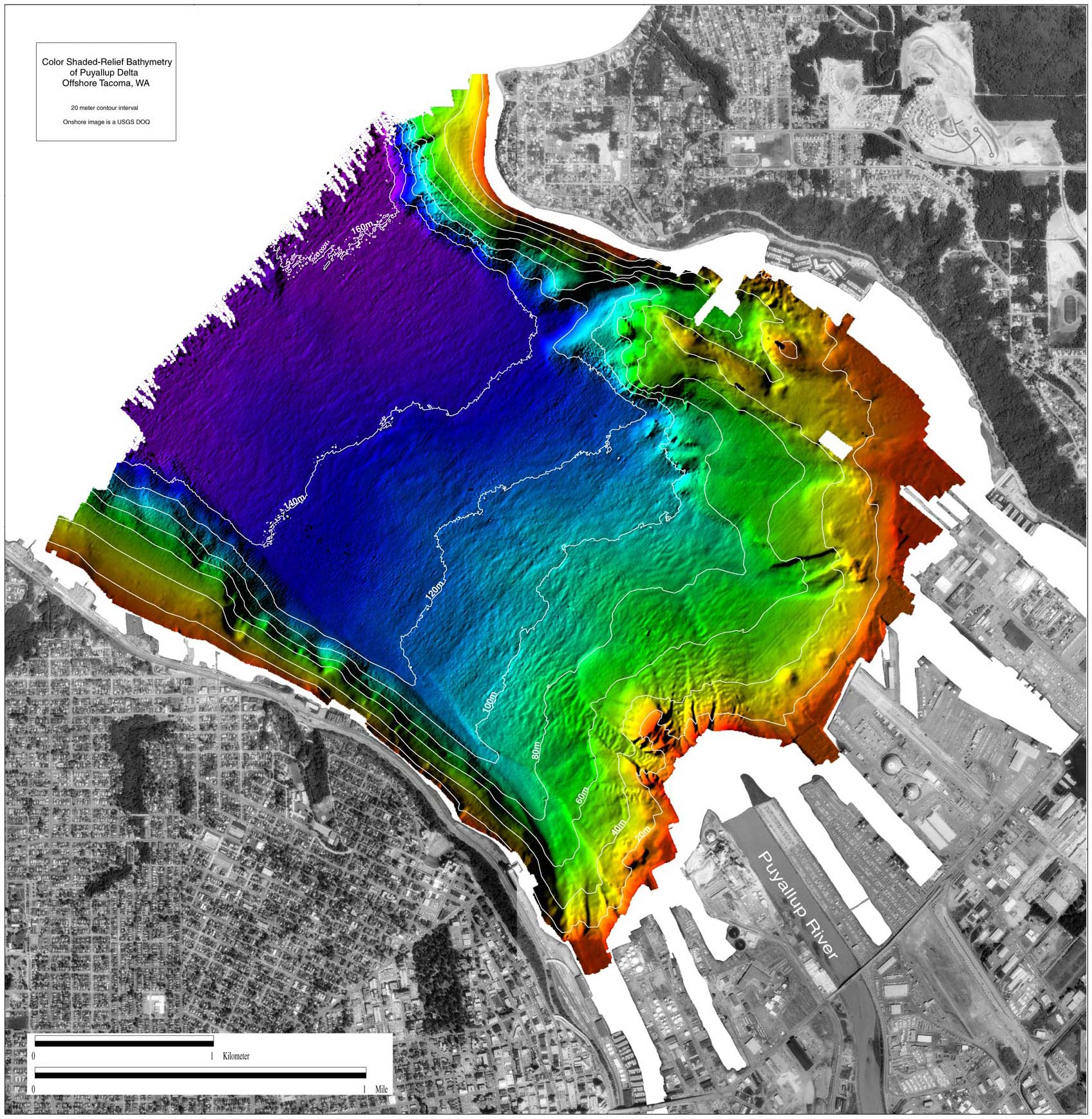 Bathymetric Map Puget Sound Sea-Floor Sunday #40: Puyallup Delta, Puget Sound | Clastic Detritus