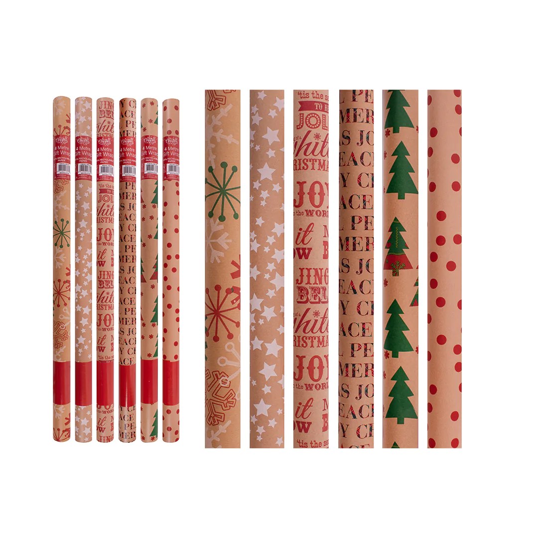 Gift Wrapping Paper 4m Roll Claybrooke Mill