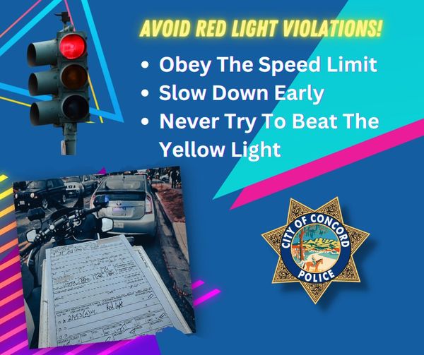 Concord Police Remind You To Stay Safe, Avoid Red Light Violations