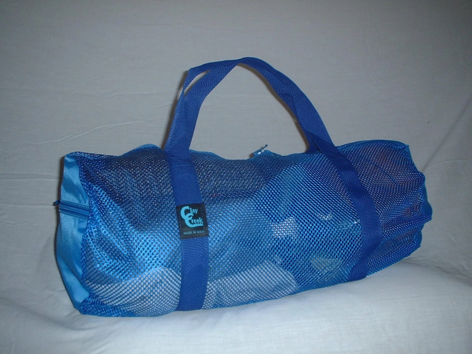 Mesh Duffel Bag with Solid Ends and Zipper Pocket Clay Creek Athletic