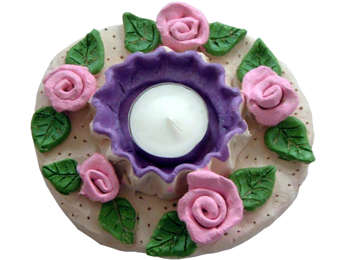 Flower Decorated Tea Light Clay for Kids