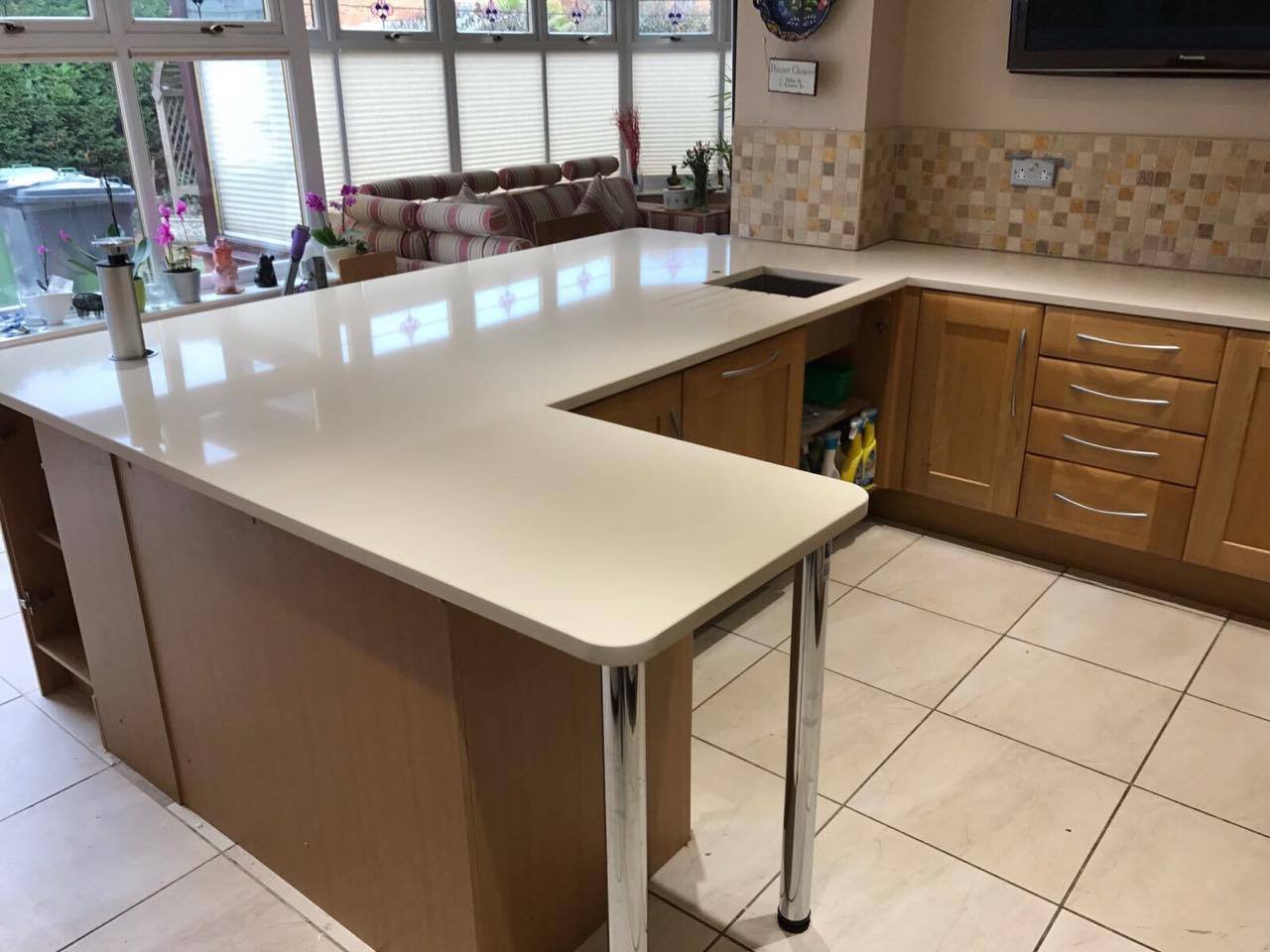 Cream Marble worktop,Granite Quartz kitchen worktops,Full Length