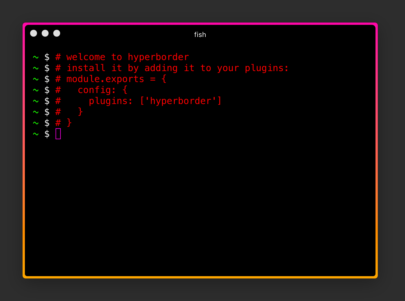 GitHub webmatze/hyperborder adds a gradient border to the Hyper terminal
