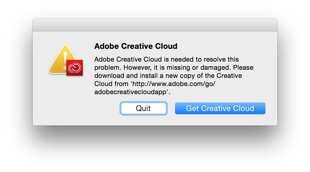 Adobe Creative Cloud is "missing or damaged" after the