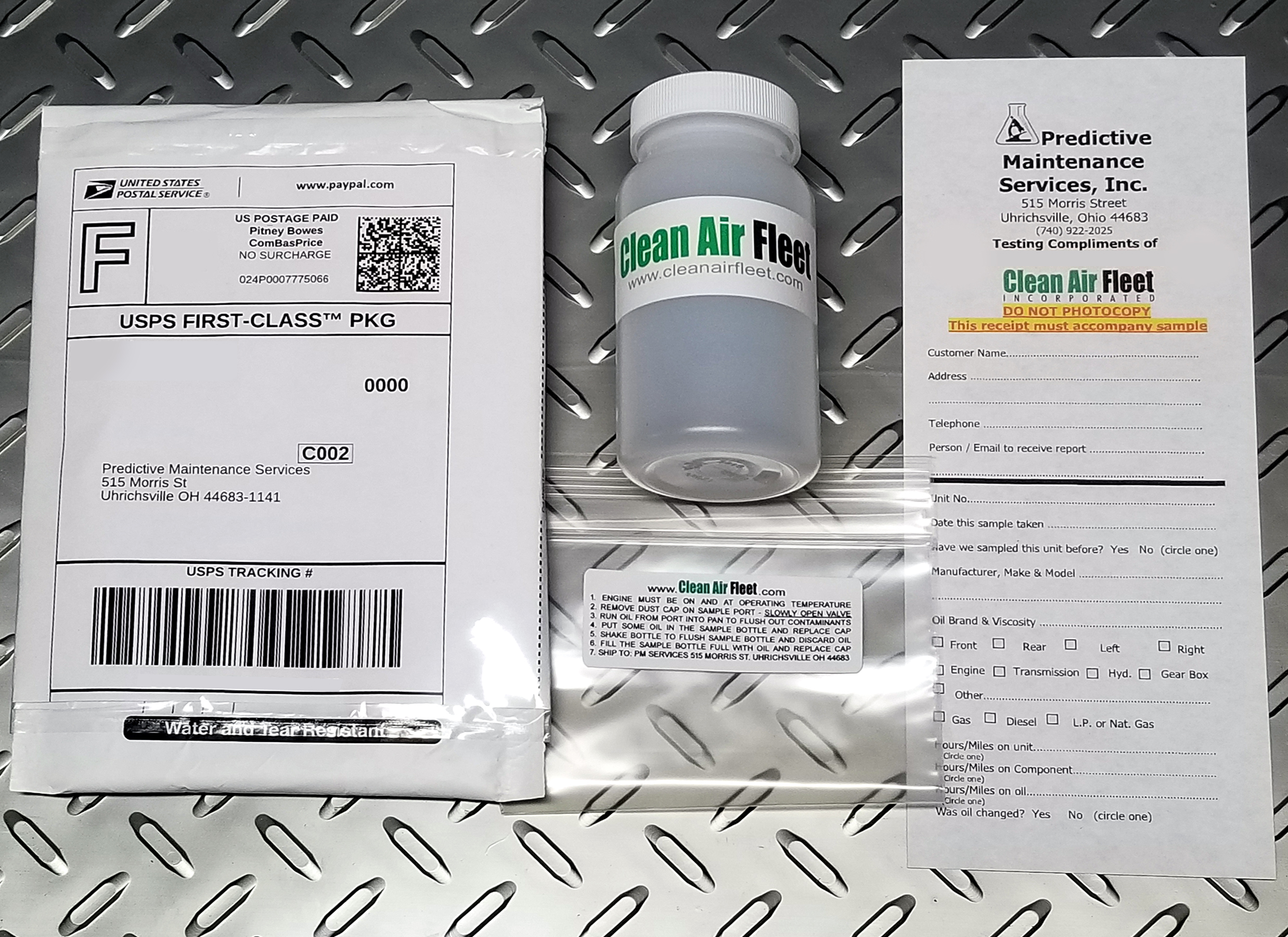 The Oil Lab Sample Kit with Particle Count Prepaid USPS Postage