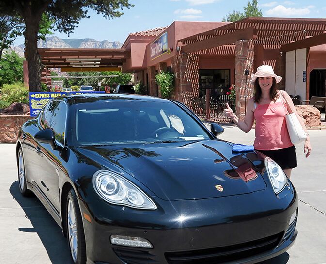 Porsche thumbs up detailing Car Wash Sedona Arizona