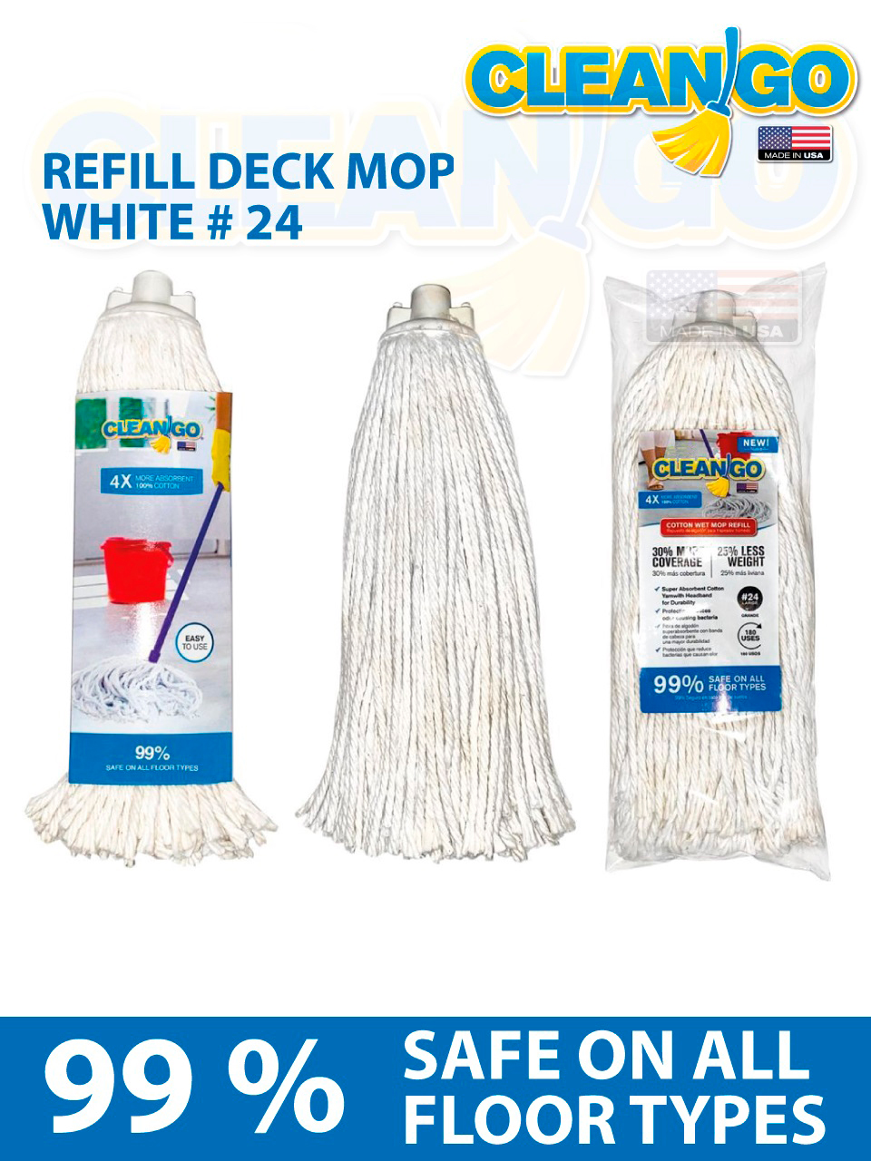 Deck Mop Refill White 16 onz