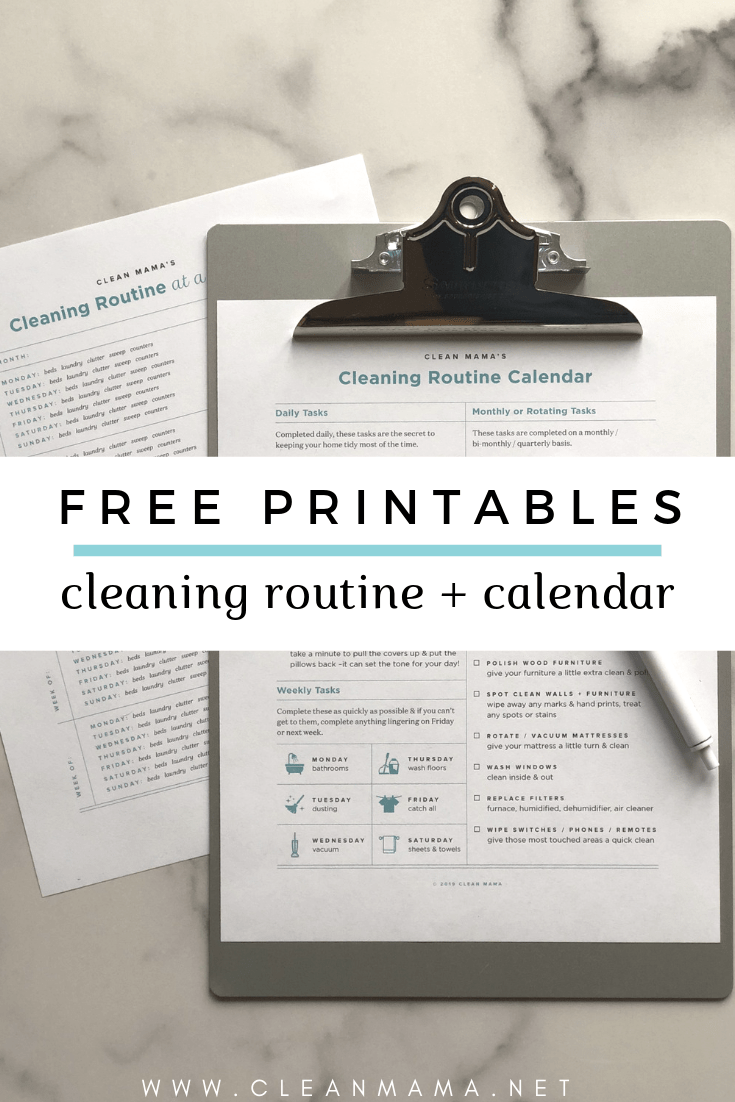 Free Printables: Clean Mama’s Cleaning Routine & Calendar