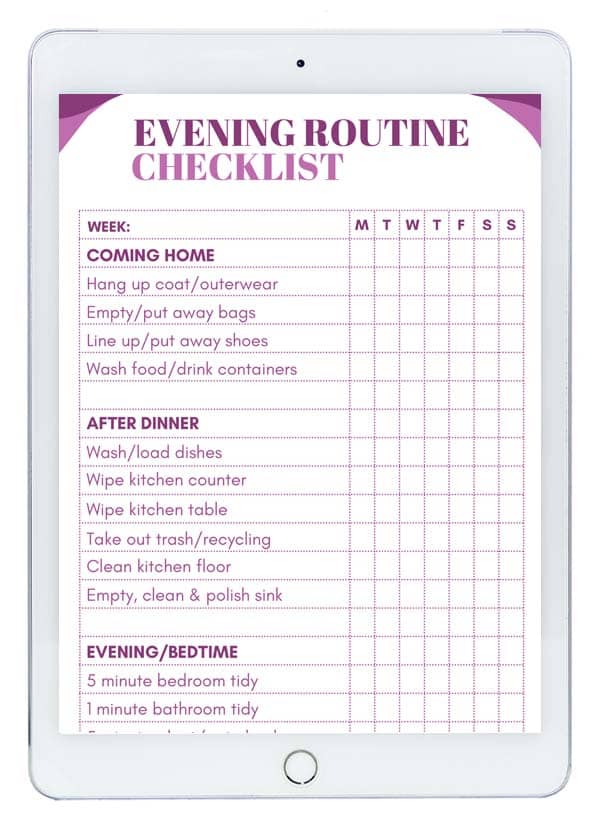 Evening Routine Cleaning Checklist Clean My Space