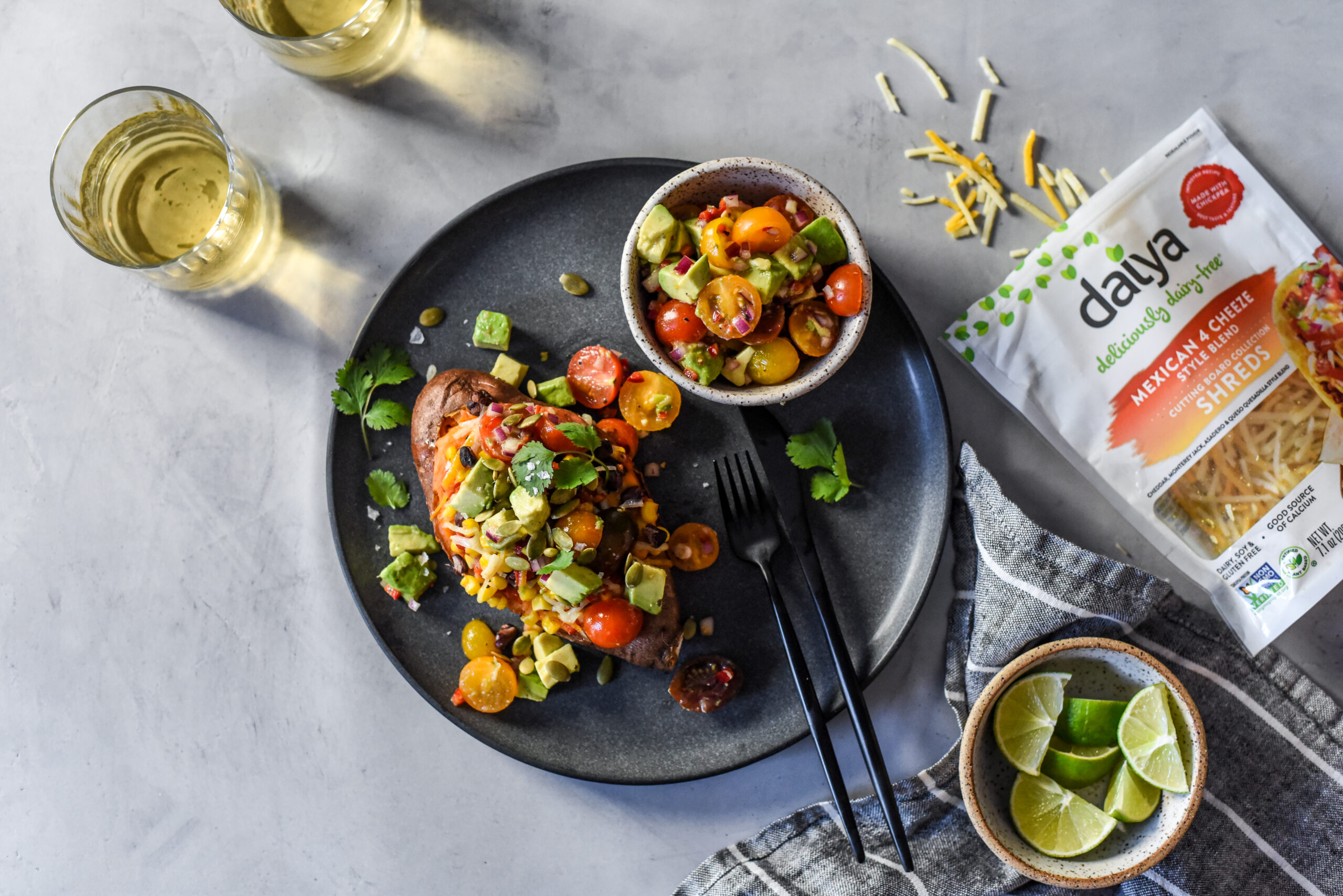 Twice Baked Sweet Potatoes with Chunky Avocado Salsa
