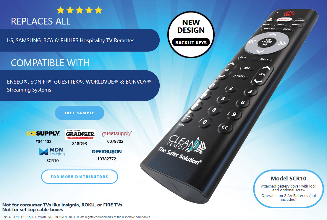 CLEAN REMOTE TV Remote Control