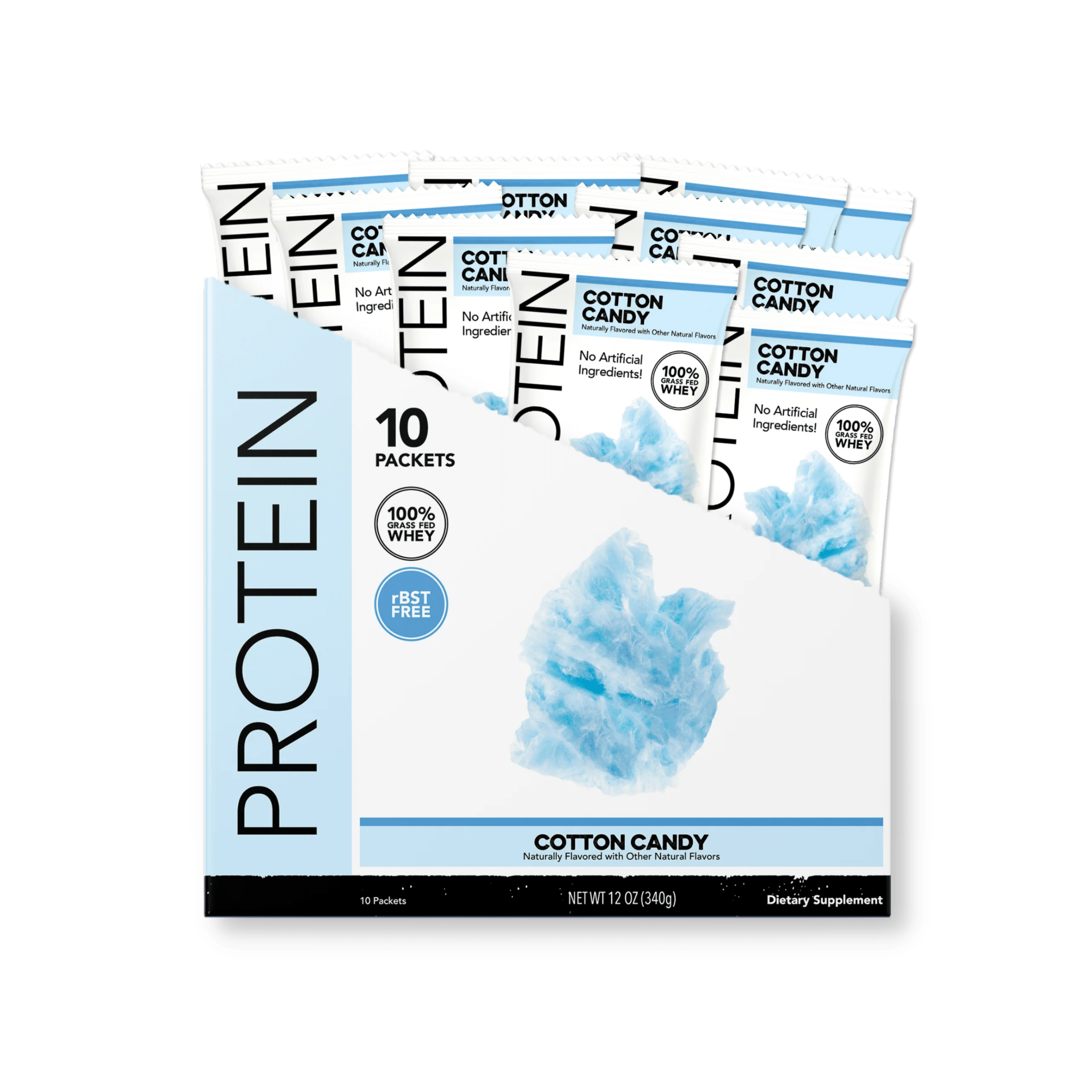 Protein Powder Cotton Candy (10 Single Serving Stick Packs) Clean