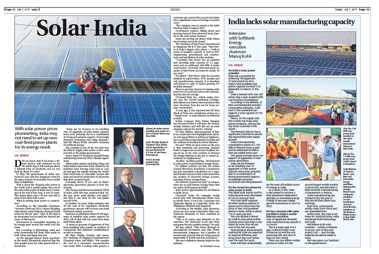 With solar power prices dropping, India may not need to set up new coalfired power plants for