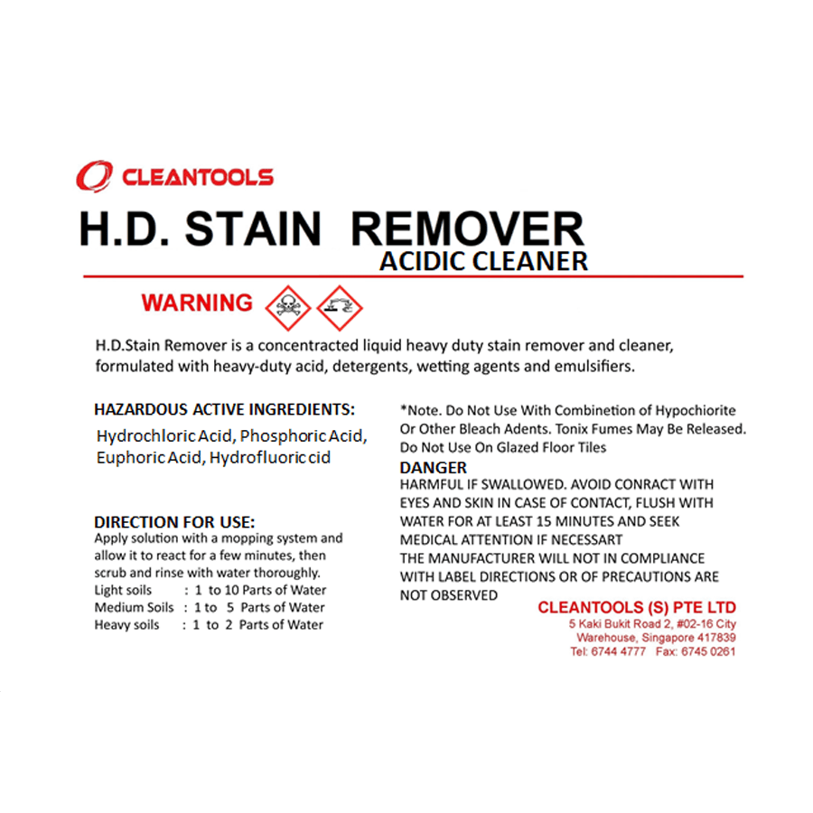 H.D. Stain Remover 25L Cleantools Global