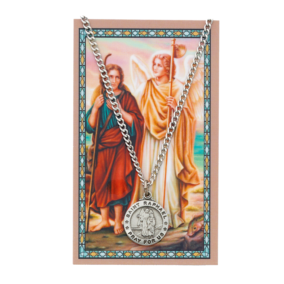 Pewter St. Raphael Medal and Prayer Card Our Lady of Clear Creek Abbey