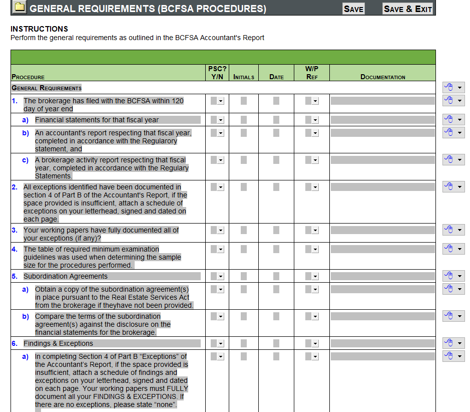 Checklists for BCFSA (formerly RECBC) Real Estate Trust Accountant's Clearline Consulting