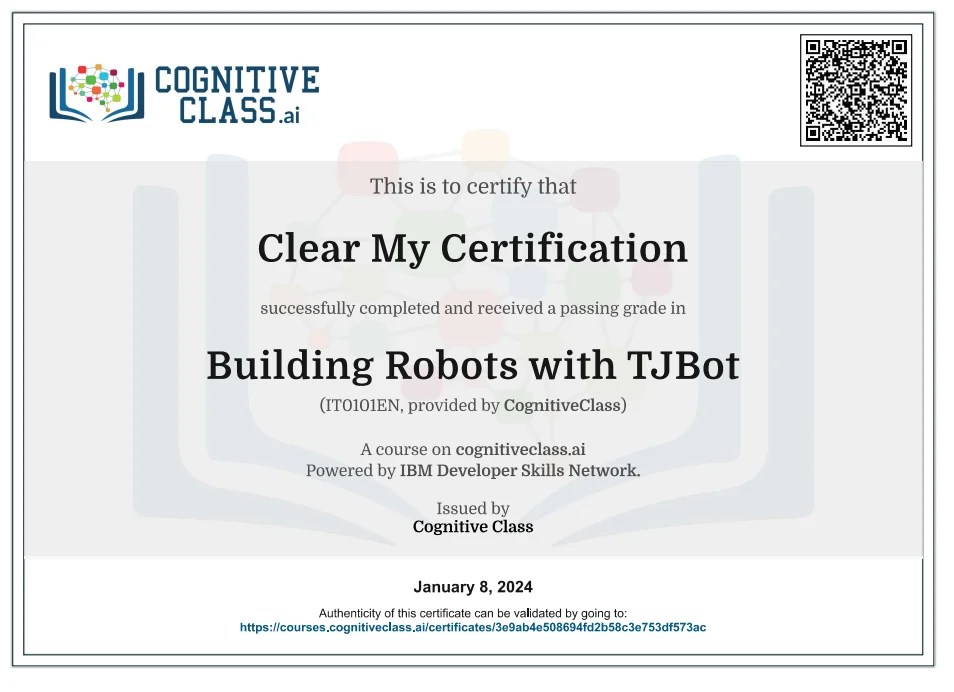 Building Robots with TJBot Cognitive Class Exam Quiz Answers