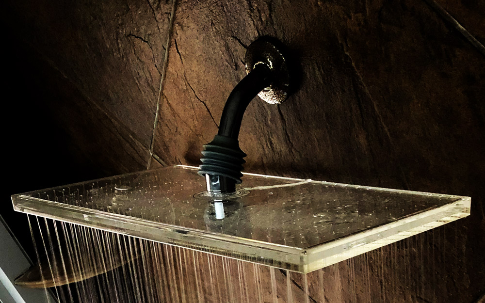 Rainfall Showerhead in Brown Tile Bathroom Clear Shower XL Large