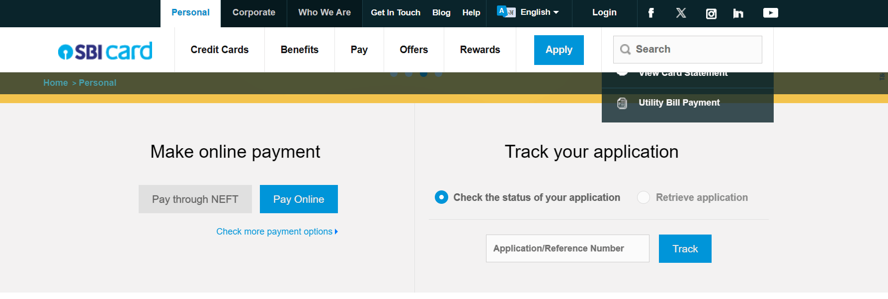 SBI Credit Card Status SBI Credit Card Application Tracking Status