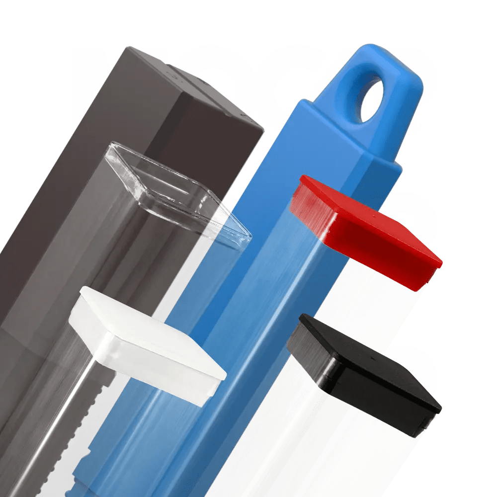 Clear plastic tubes with rectangular lids Cleartec Packaging Square