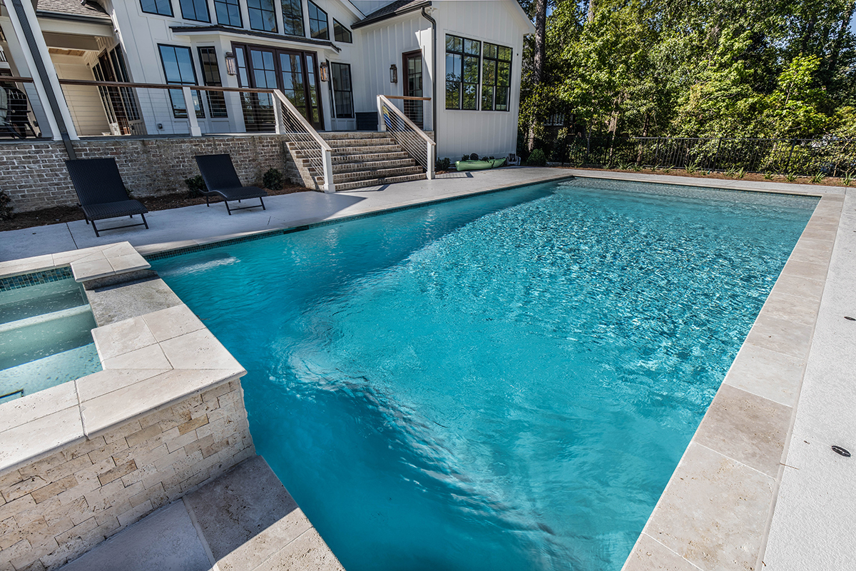 Rectangle Pool & Raised Spa on Forest Lake The Clearwater Pool Company