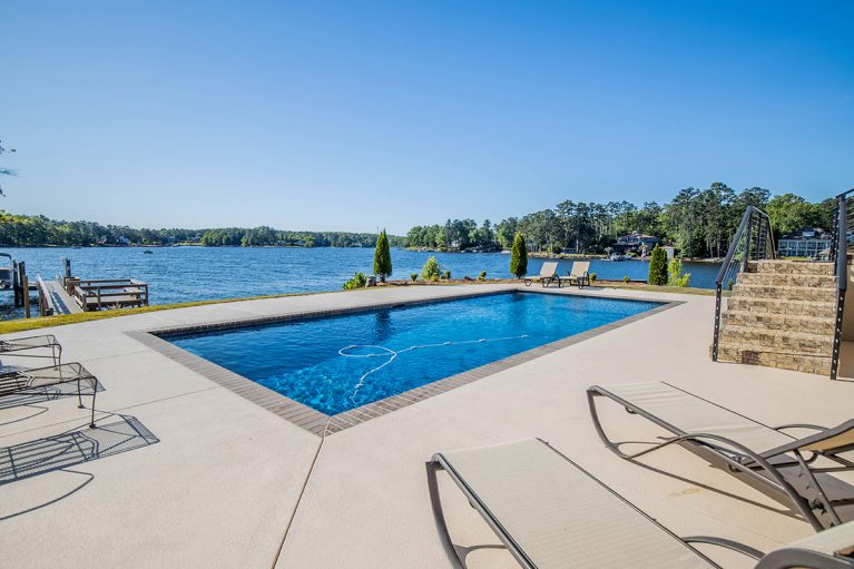 Spa with Tiled Front and Spillover into Pool Columbia SC The