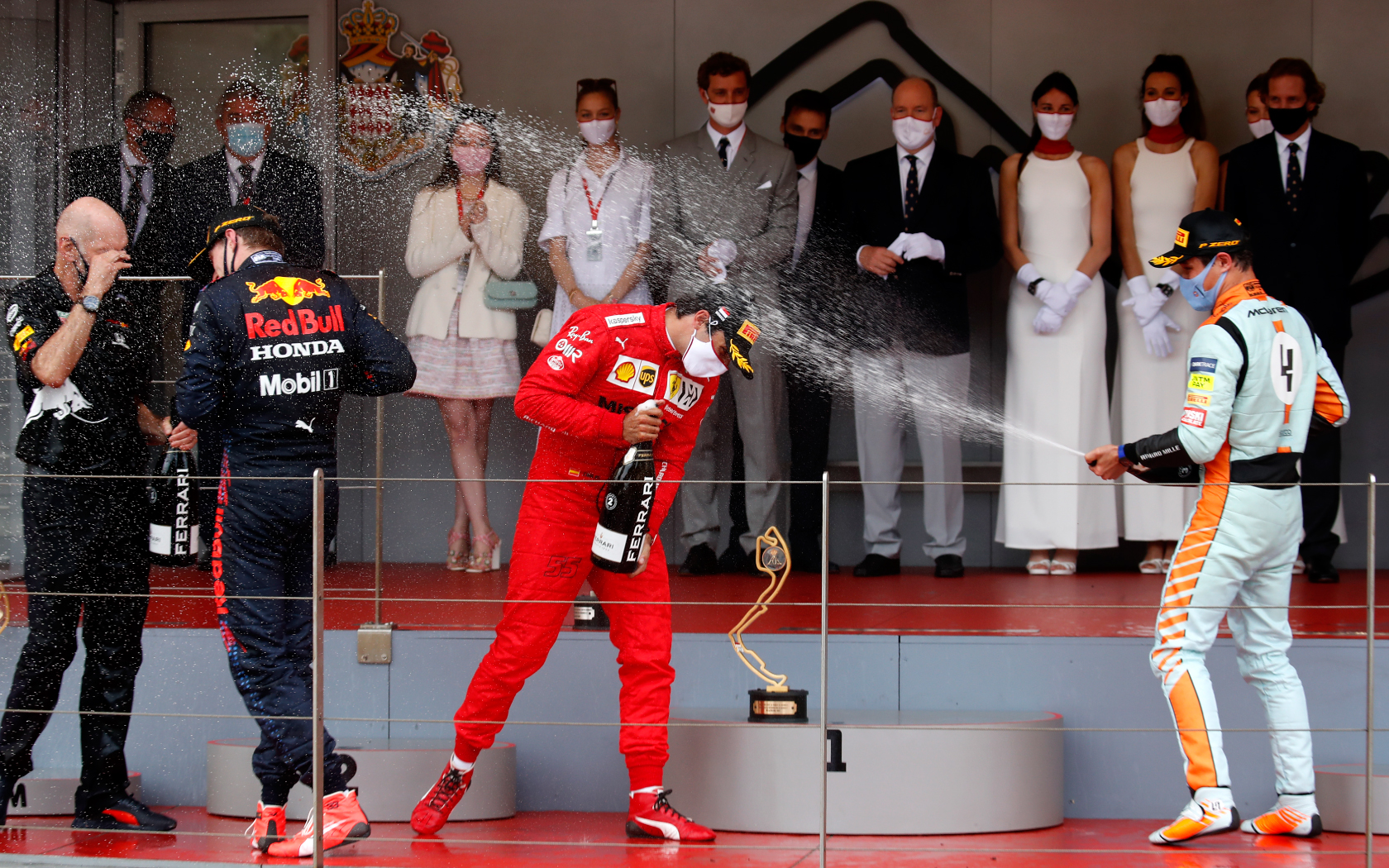 F1 Winners Celebrate with Ferrari Trento at the Formula 1 Grand Prix De