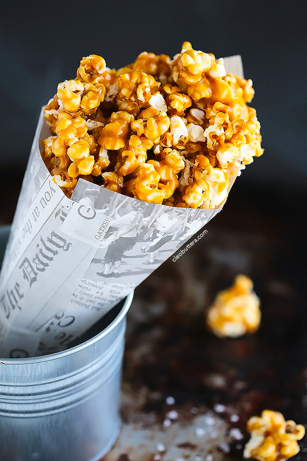 No Bake Salted Caramel Popcorn Cleobuttera