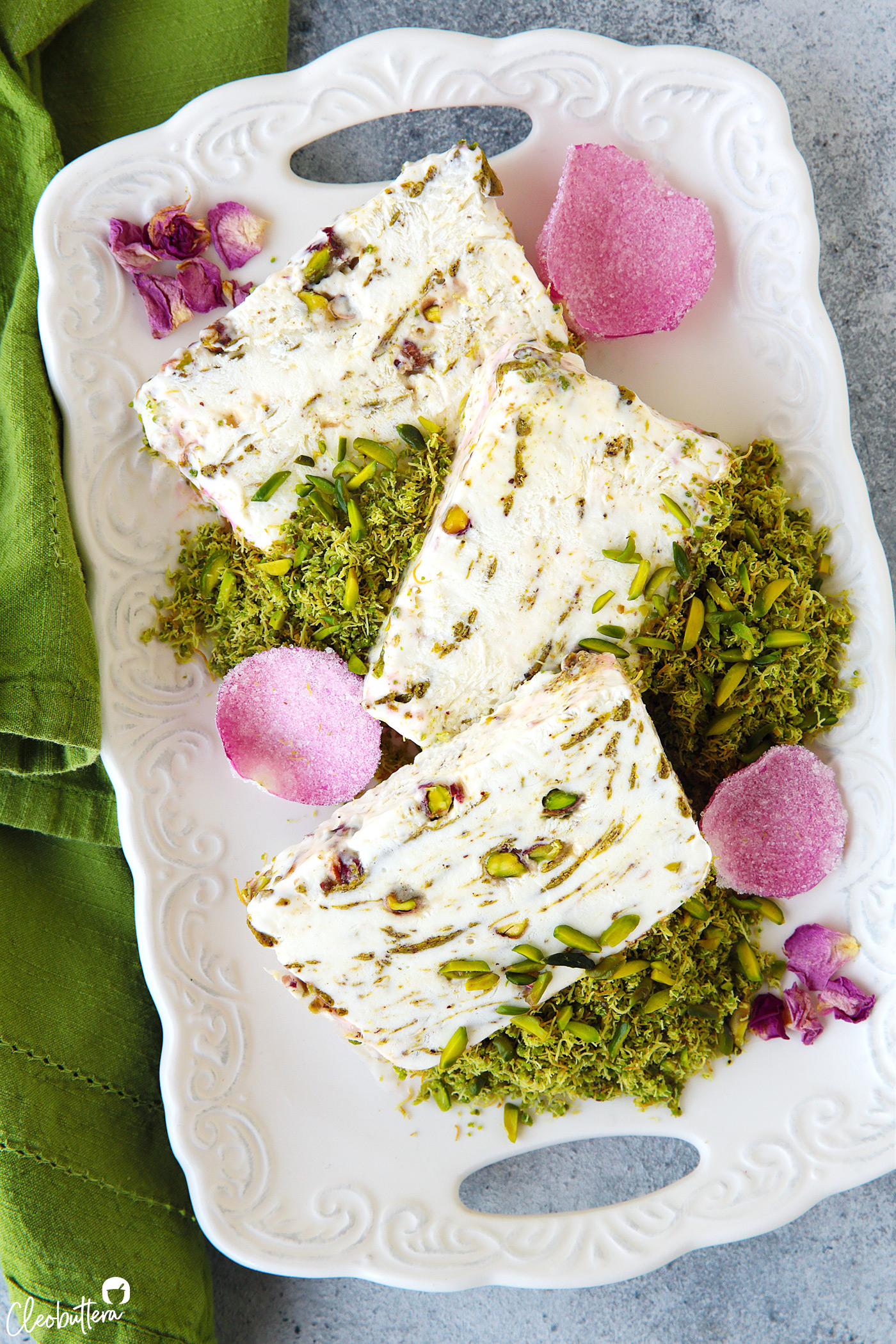 Pistachio Kunafa Ice Cream Cake Cleobuttera
