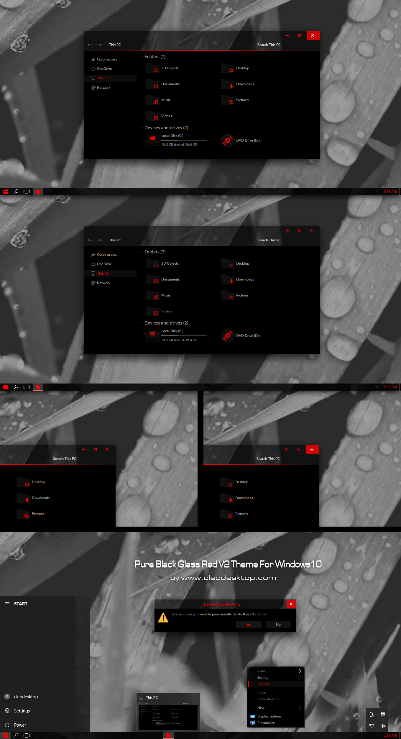 Black Glass Red V2 Theme For Windows 10 Cleodesktop