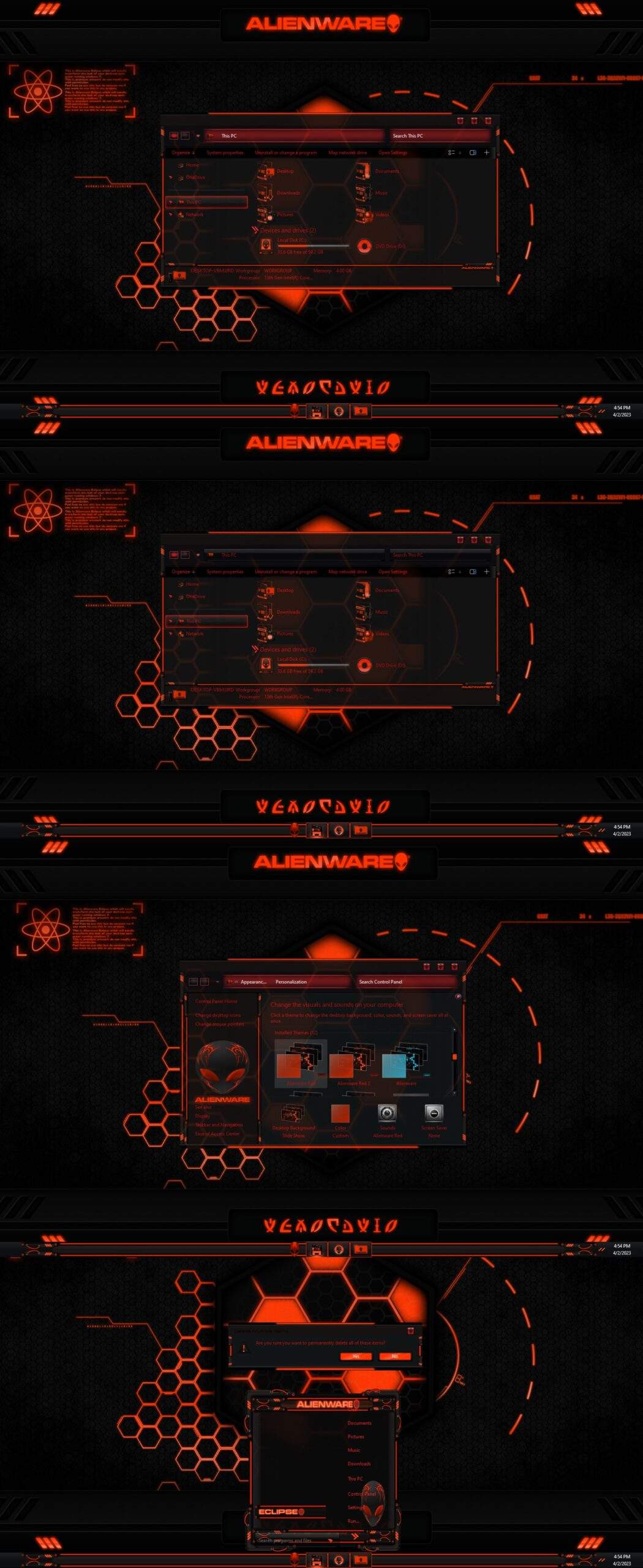 Alienware RED Big Border Theme For Windows 11 Cleodesktop