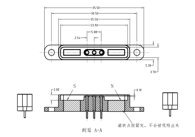 3 Pin male to female electrical connector