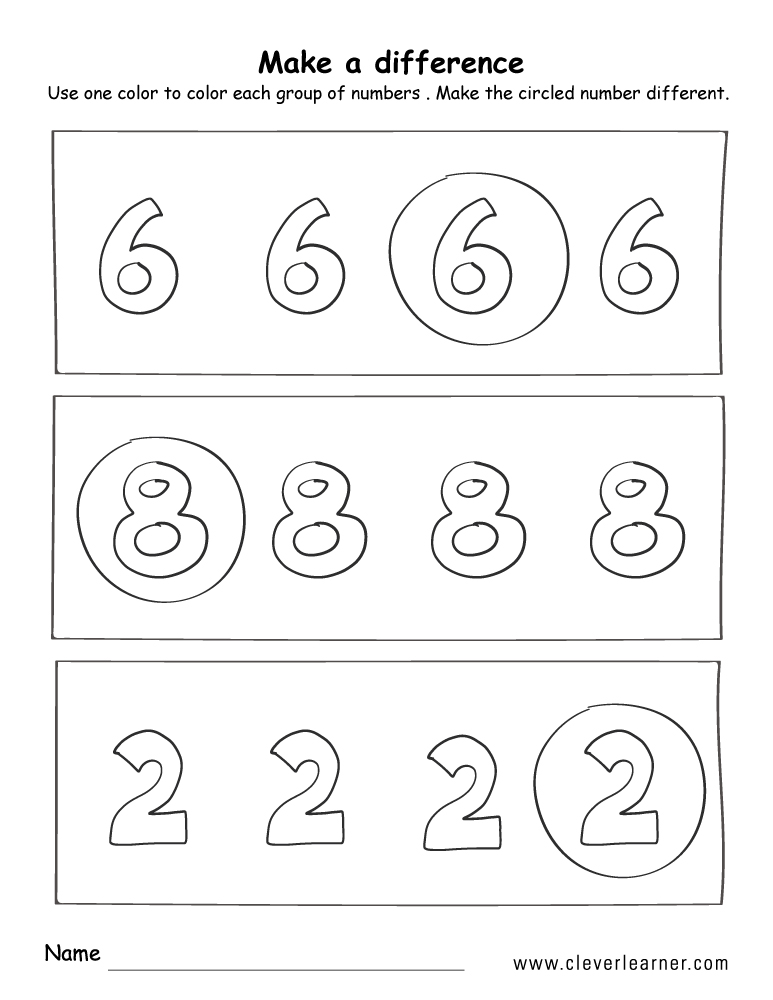 Printable number difference worksheets for preschools
