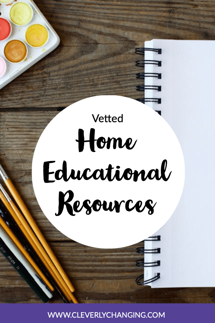 Vetted Home Educational Resources by Subject | CleverlyChanging blog #homeschool #homeschooling