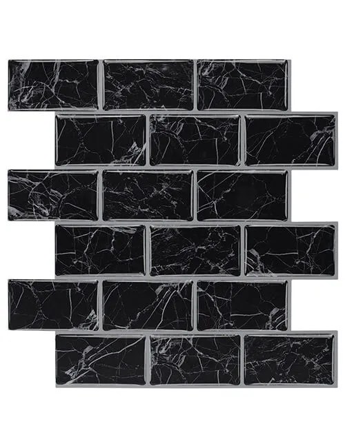 Peel and Stick Vinyl Subway Black Marble Tile Clever Mosaics