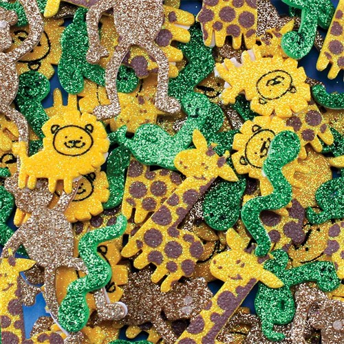 Foam Glitter Jungle Animal Stickers Pack of 120 Foam CleverPatch