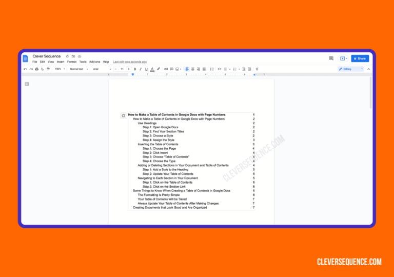How to Make a Table of Contents in Google Docs With Page Numbers
