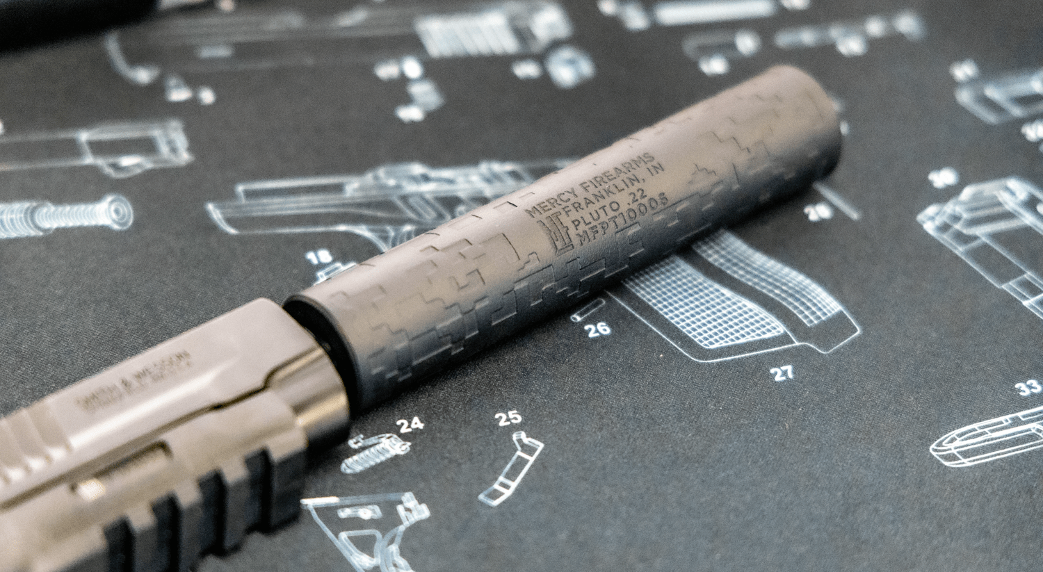 Mercy Firearms Pluto Silencer .22 Caliber Titanium OD Green Click